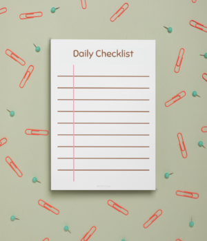 Daily Checklist on Lined Paper